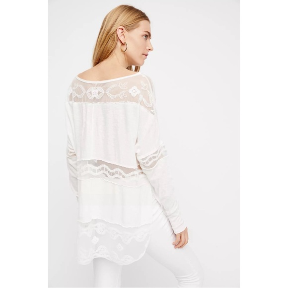 Free People Love Me White Lace Tee - Picture 2 of 9
